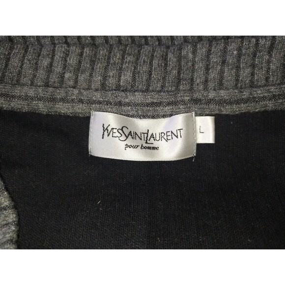 Vtg Yves Saint Laurent Pour Homme Boxy Fit Baggy Sz L Wool Sweater Gray Rib Knit - Picture 2 of 8
